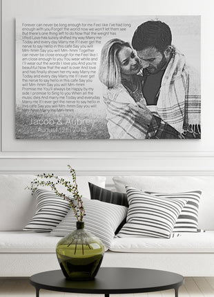 Photo To Pencil Sketch Song Lyrics On Canvas