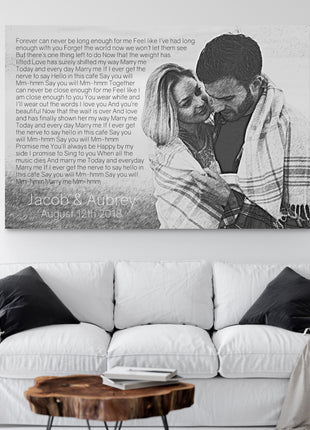 Photo To Pencil Sketch Song Lyrics On Canvas