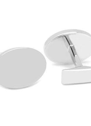 Sterling Silver Infinity Edge Oval Engravable Cufflinks
