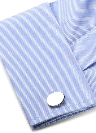 Sterling Silver Infinity Edge Oval Engravable Cufflinks