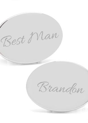 Sterling Silver Infinity Edge Oval Engravable Cufflinks