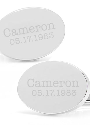 Engraved Precious Moments Sterling Silver Oval Cufflinks