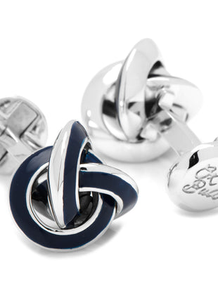 Sterling Blue Enamel Knot Cufflinks