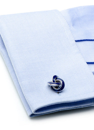 Sterling Blue Enamel Knot Cufflinks