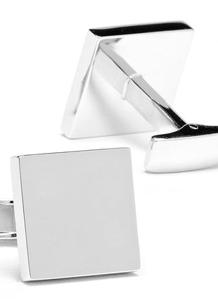 Sterling Silver Infinity Edge Square Engravable Cufflinks