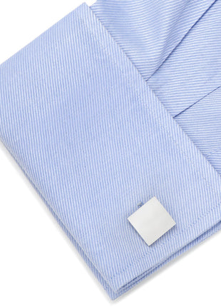 Sterling Silver Infinity Edge Square Engravable Cufflinks