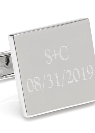 Personalized Wedding Day Engravable Square Cufflinks