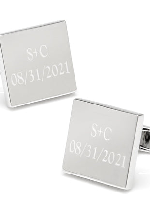 Personalized Wedding Day Engravable Square Cufflinks