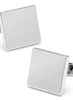 Sterling Silver Infinity Edge Square Engravable Cufflinks