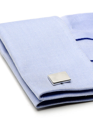 Sterling Silver Infinity Edge Rectangle Engravable Cufflinks