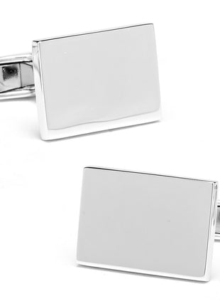 Sterling Silver Infinity Edge Rectangle Engravable Cufflinks