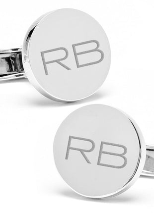 Sterling Silver Infinity Edge Round Engravable Cufflinks