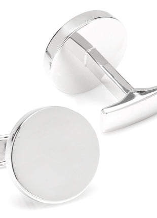 Sterling Silver Infinity Edge Round Engravable Cufflinks