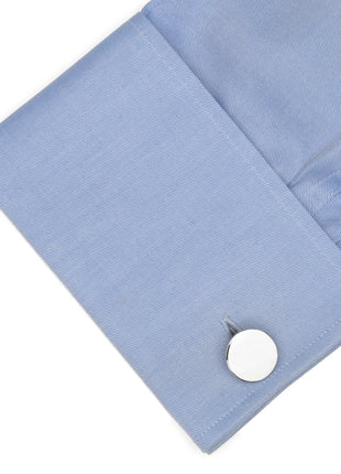 Sterling Silver Infinity Edge Round Engravable Cufflinks