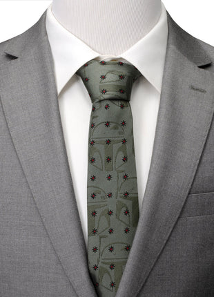 Star Wars Boba Fett Green Floral Motif Tie