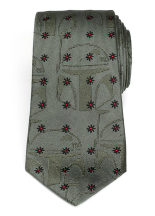 Star Wars Boba Fett Green Floral Motif Tie