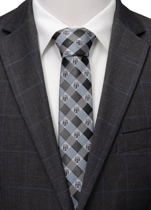 Star Wars Boba Fett Blue and Gray Plaid Tie