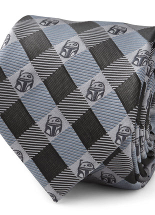 Star Wars Boba Fett Blue and Gray Plaid Tie