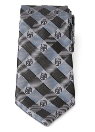 Star Wars Boba Fett Blue and Gray Plaid Tie