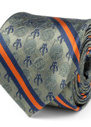 Star Wars Boba Fett Mythosaur Green, Orange, and Blue Striped Tie