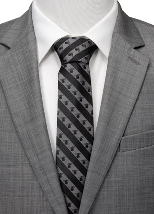 Star Wars Grogu Black and Gray Striped Tie