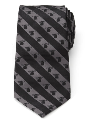 Star Wars Grogu Black and Gray Striped Tie
