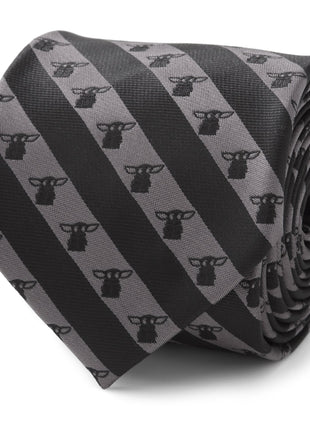 Star Wars Grogu Black and Gray Striped Tie