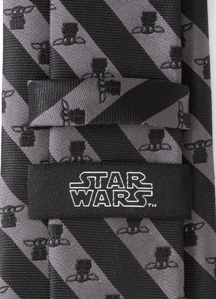 Star Wars Grogu Black and Gray Striped Tie