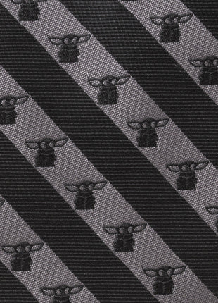 Star Wars Grogu Black and Gray Striped Tie