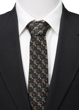 Star Wars Grogu Black and Orange Dotted Tie