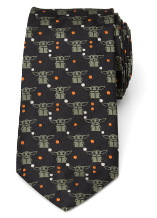 Star Wars Grogu Black and Orange Dotted Tie