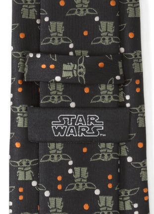 Star Wars Grogu Black and Orange Dotted Tie