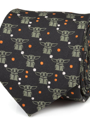 Star Wars Grogu Black and Orange Dotted Tie