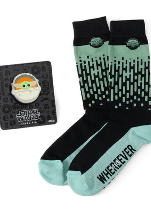 Star Wars Grogu Dress Socks and Lapel Pin Gift Set