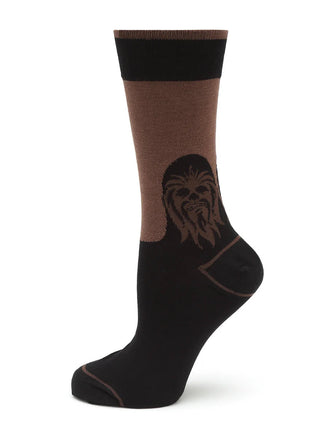 Star Wars Chewbacca Brown and Black Dress Socks and Rebel Alliance Starbird Crest Lapel Pin Gift Set