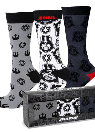 Star Wars Darth Vader Black, White, and Gray Dress Socks and Lapel Pin Gift Set