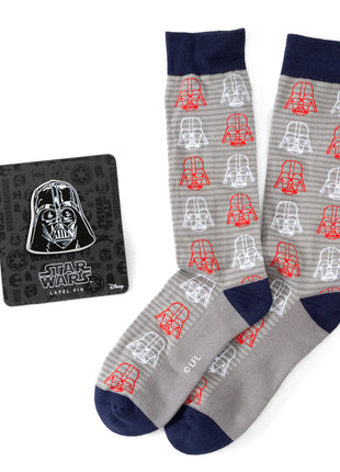 Star Wars Darth Vader Gray and Red Dress Socks and Lapel Pin Gift Set