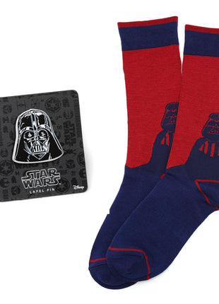 Star Wars Darth Vader Blue and Red Dress Socks and Lapel Pin Gift Set
