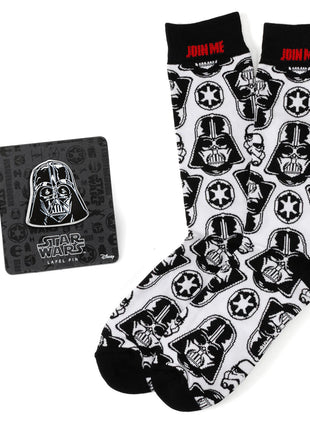 Star Wars Darth Vader White Dress Socks and Lapel Pin Gift Set