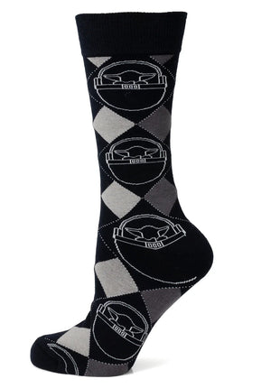 Star Wars Grogu Charcoal Gray Argyle Socks and Lapel Pin Gift Set