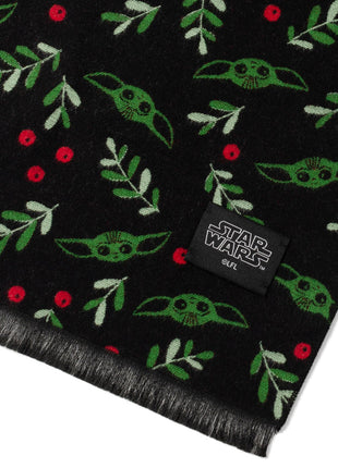 Star Wars Grogu Holiday Black and Green Scarf