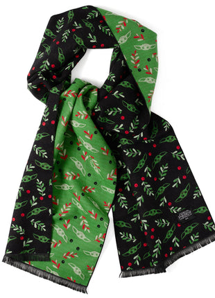 Star Wars Grogu Holiday Black and Green Scarf