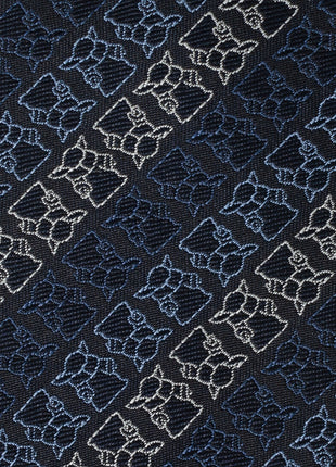 Star Wars Grogu Outline Striped Navy Tie
