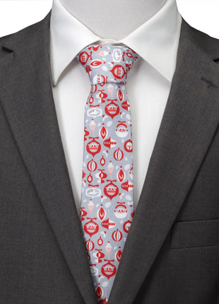 Star Wars Mandalorian and Grogu Gray and Red Holiday Tie