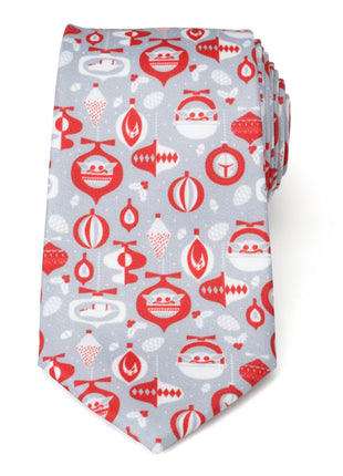 Star Wars Mandalorian and Grogu Gray and Red Holiday Tie