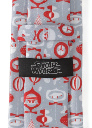 Star Wars Mandalorian and Grogu Gray and Red Holiday Tie