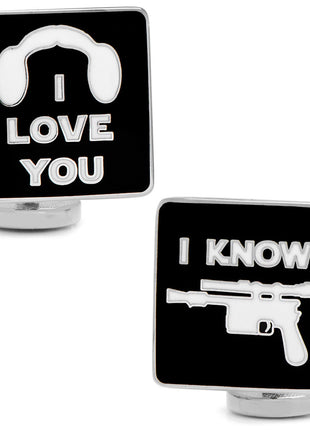 Star Wars Princess Leia and Han Solo "I Love You / I Know" Icon Cufflinks