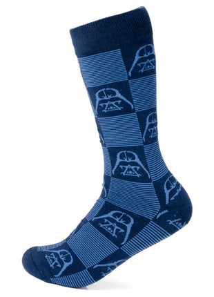 Star Wars Darth Vader Navy and Black Checkered Socks with Imperial Crest Lapel Pin Gift Set