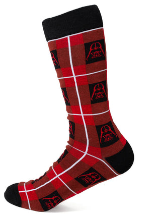 Star Wars Darth Vader Black and Red Plaid Dress Socks and Imperial Crest Lapel Pin Gift Set