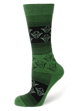 Star Wars Yoda Green and Black Ombre Pattern Dress Socks with Jedi Crest Lapel Pin